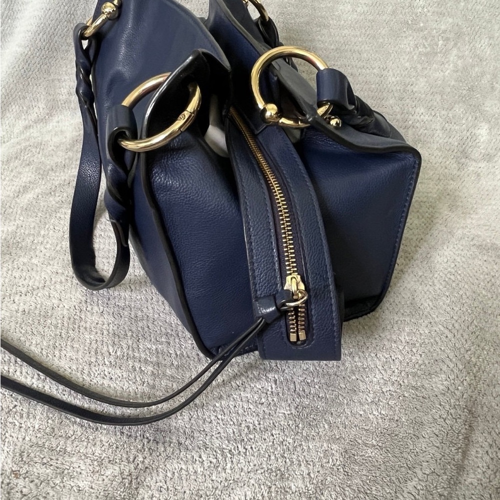 Rebecca minkoff navy and gold leather purse with tassel zipper - Picture 7 of 12